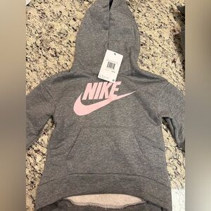 Nike Kids Gray Hoodie with Pink Logo